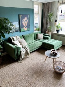 green couch in livingroom